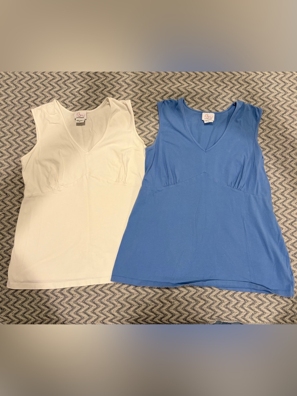 Motherhood Oh Baby! Maternity Tank Top Lot 2 Size Small Blue White